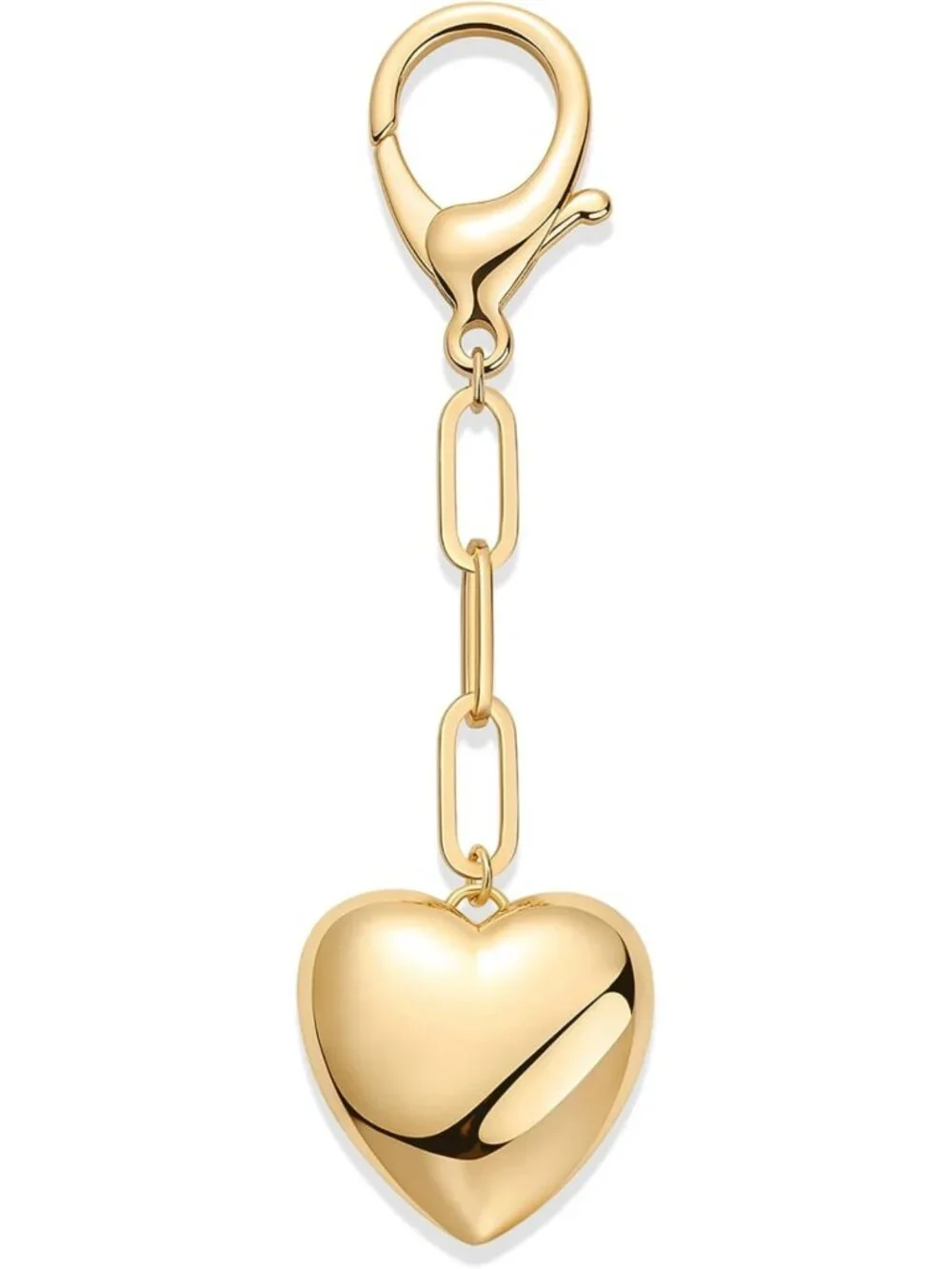 Chunky Heart & Cherry Bag Charm - 14K Gold Plated Keychain for Handbags & Totes